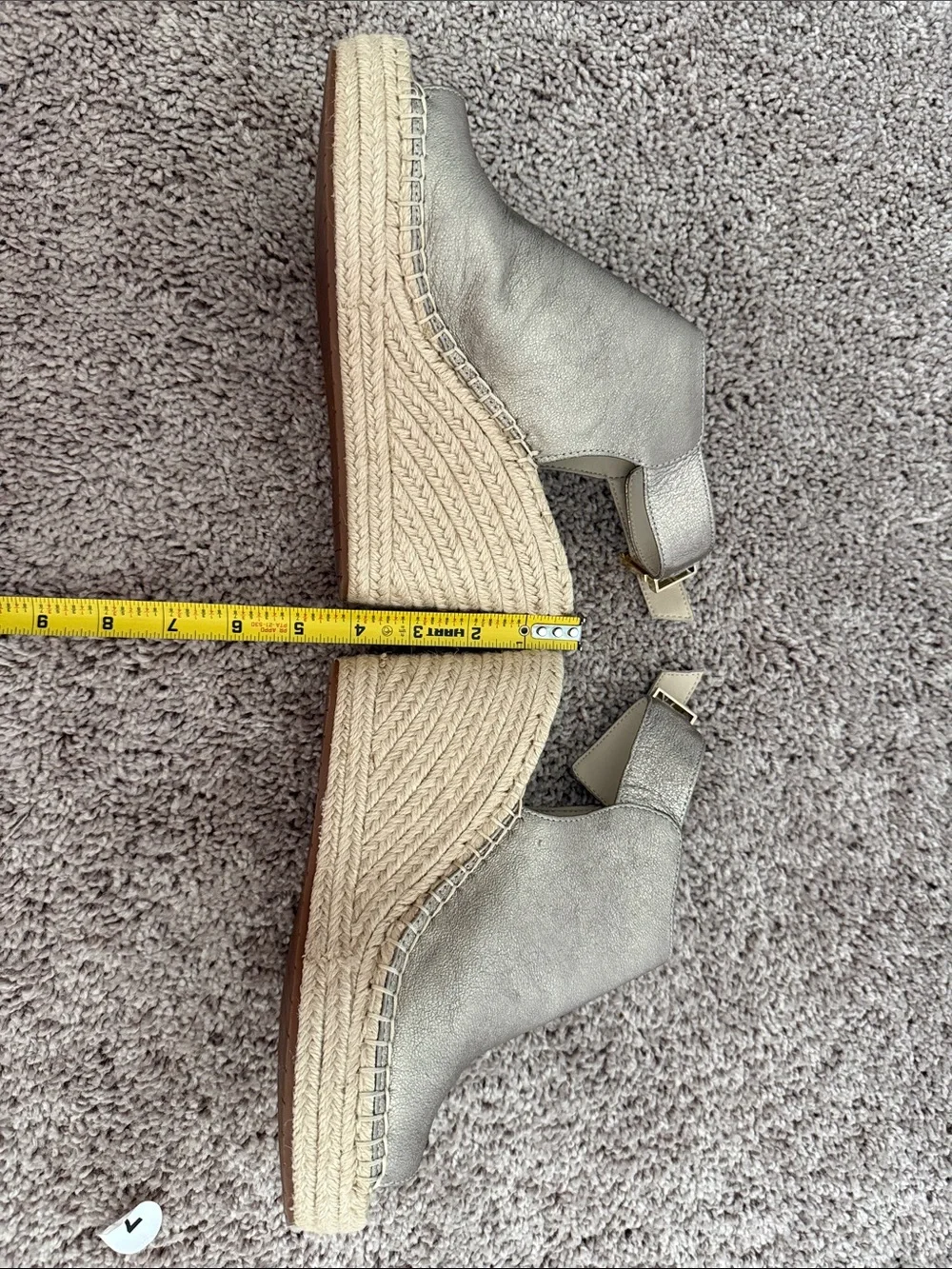 Kenneth Cole Metallic Bronze Open-Toe Espadrille Wedges